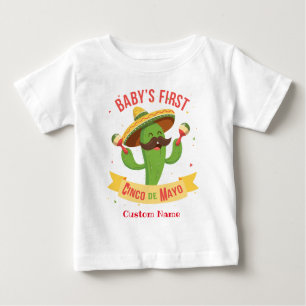 Personalisiert Baby's First Cinco de Mayo Baby T-shirt
