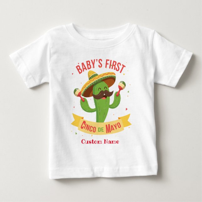 Personalisiert Baby's First Cinco de Mayo Baby T-shirt (Vorderseite)