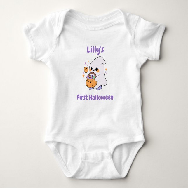 Personalisiert Baby's First Halloween - Niedliches Baby Strampler (Vorderseite)