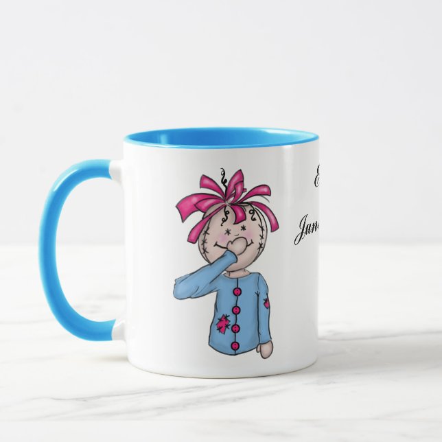 Personalisiert Baby's First Rag Doll Cartoon Tasse (Links)