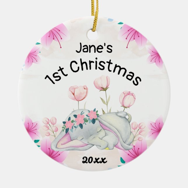 Personalisiert Baby's Girl First Christmas 2022 Keramik Ornament (Vorne)