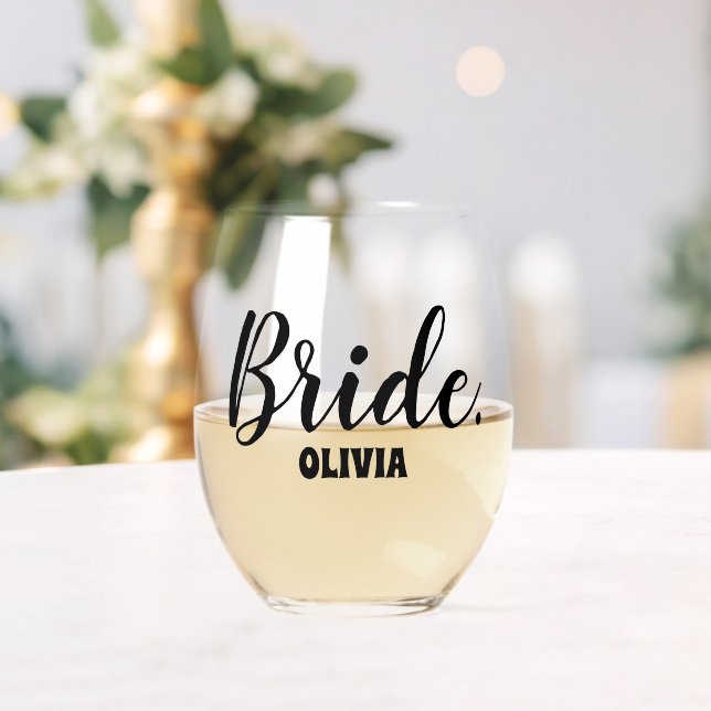 Personalisiert Bachelorette Bride Weinglas Ohne Stiel (Insitu (Hochzeit))