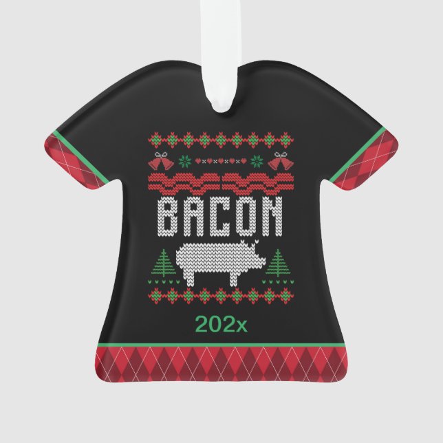 Personalisiert Bacon Pig Ugly Weihnachtsdekoration Ornament (Rückseite)