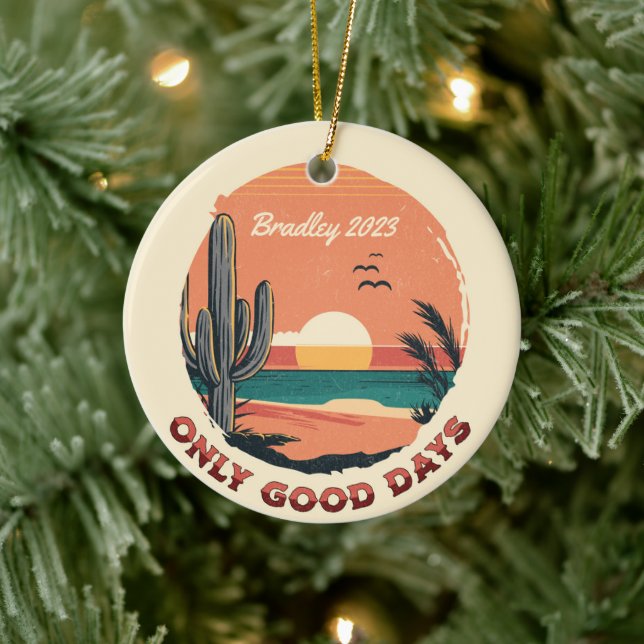 Personalisiert Baja Beach Weihnachtsfeiertag Keramik Ornament (Baum)