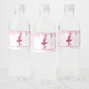 Personalisiert Ballerina Pink Geburtstag Wasserflaschenetikett