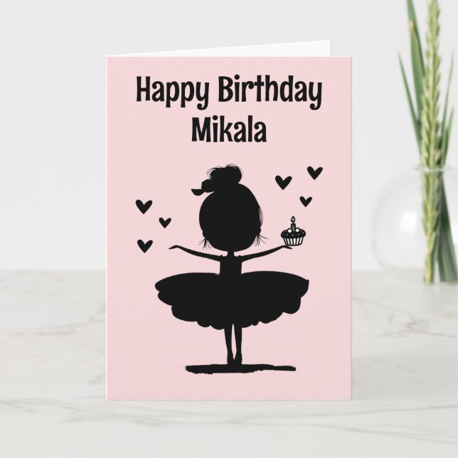 Personalisiert Ballerina Silhouette Geburtstag Karte (Vorderseite)