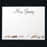 Personalisiert Ballet Steche Jazz Dance Teacher Ge Notizblock<br><div class="desc">Im Notepad befindet sich eine originelle Abbildung einer Reihe von Tanzschuhen. Einfach mit dem Namen Ihres Lieblings-Lehrers für ein einmaliges Geschenk personalisieren! Sehen Sie nicht,  wonach Sie suchen? Brauchen Sie Hilfe bei der Anpassung? Kontaktieren Sie Rebecca,  um etwas für Sie entworfen zu haben.</div>