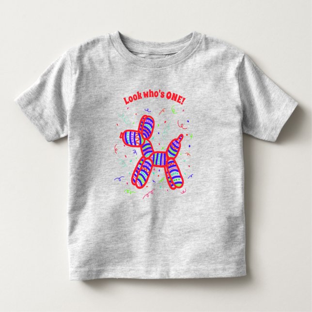 Personalisiert Balloon Dog Party Kleinkind T-shirt (Vorderseite)