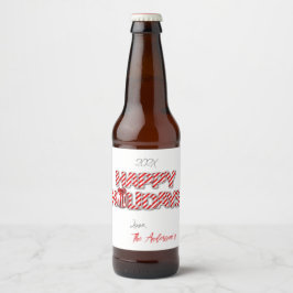 Personalisiert Balloon Happy Holidays Peppermint Bierflaschenetikett