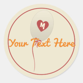 Personalisiert Balloon Red Heart Baby Kids Wedding Runder Aufkleber