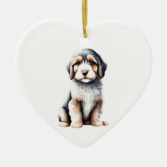 Personalisiert Barti Collie Puppy Keramik Ornament (Vorne)