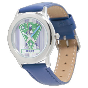 Personalisiert Baseball Batter Star Blue Armbanduhr