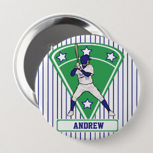 Personalisiert Baseball Batter Star Blue Button