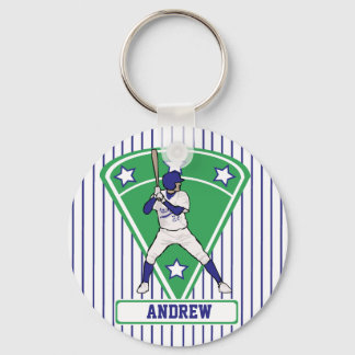 Personalisiert Baseball Batter Star Blue Schlüsselanhänger