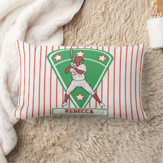 Personalisiert Baseball Batter Star Red Lendenkissen