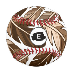 Personalisiert Baseball Boho Monogram Brown Feathe
