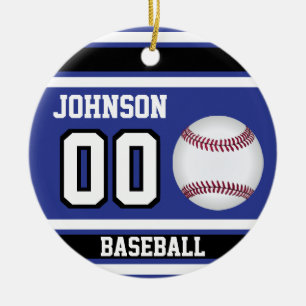 Personalisiert Baseball Dunkelblau, weiß und sc Keramik Ornament