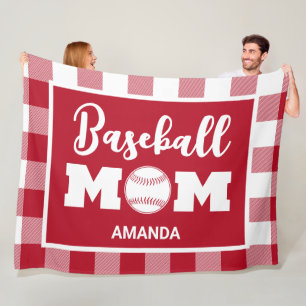 Personalisiert Baseball-Mama Name Red Gingham Kari Fleecedecke