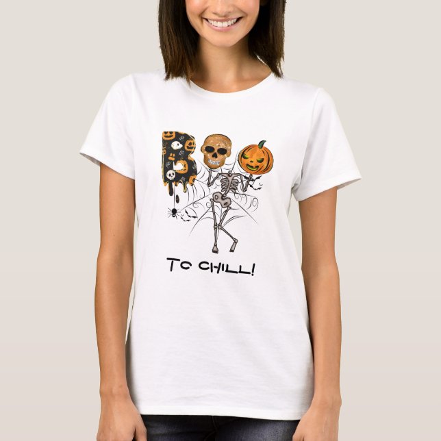 Personalisiert Basic Halloween Boo Funny T-Shirt (Vorderseite)