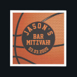 Personalisiert Basketball Bar Mitzvah Serviette<br><div class="desc">Personalisierte orange und schwarz Basketball Bar Mitzvah Papierservietten. Personalisiert mit dem Namen Ihres Sohnes und Bar Mitzvah Datum.</div>