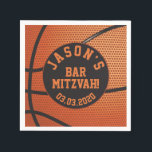 Personalisiert Basketball Bar Mitzvah Serviette<br><div class="desc">Personalisierte orange und schwarz Basketball Bar Mitzvah Papierservietten. Personalisiert mit dem Namen Ihres Sohnes und Bar Mitzvah Datum.</div>