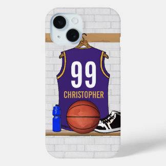 Personalisiert Basketball Jersey Lila | Gold Case-Mate iPhone Hülle