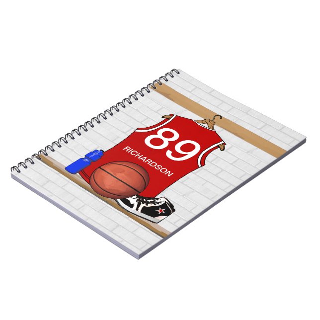 Personalisiert Basketball Jersey (Red Journal) Notizblock (Linke Seite)