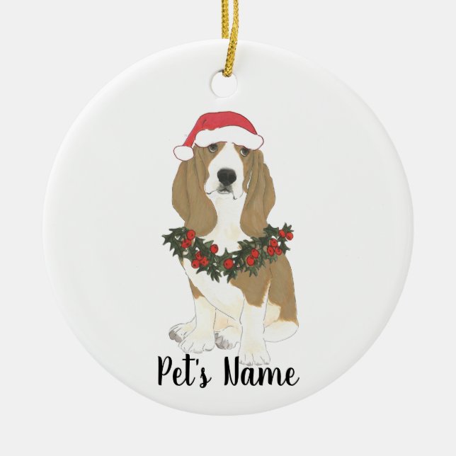 Personalisiert Basset Hound Keramik Ornament (Vorne)