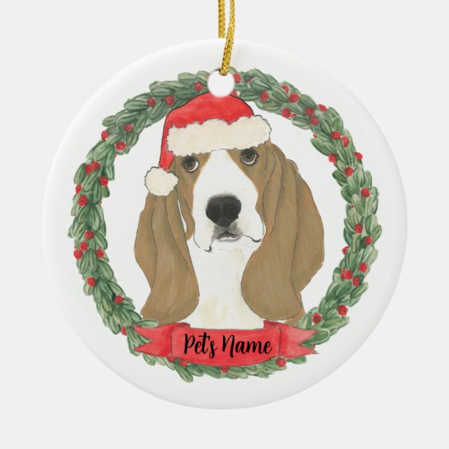 Personalisiert Basset Hound Keramik Ornament (Vorne)