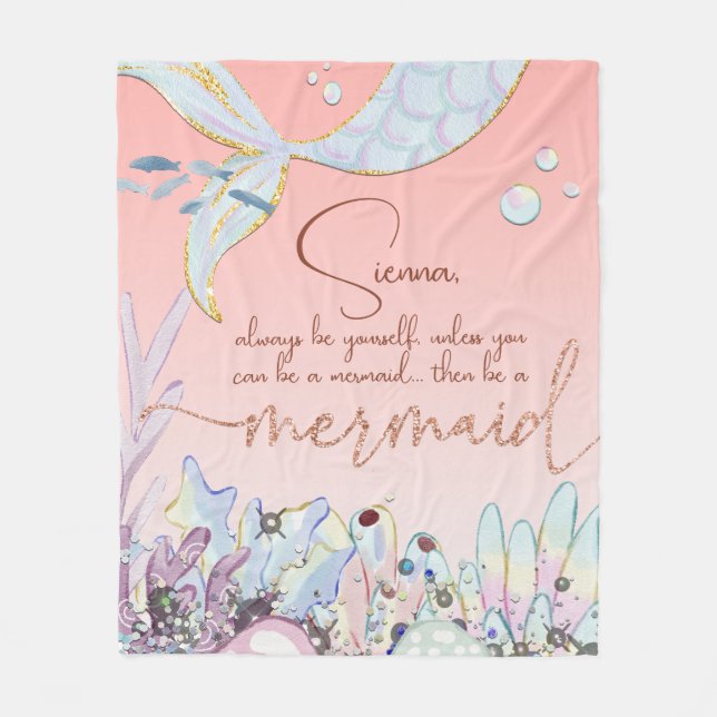 Personalisiert "Be a Mermaid" Fleecedecke (Vorderseite)