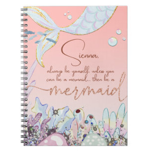 Personalisiert "Be a Mermaid" Pastel Glitzer Notizblock