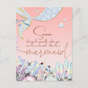 Personalisiert "Be a Mermaid" Postkarte