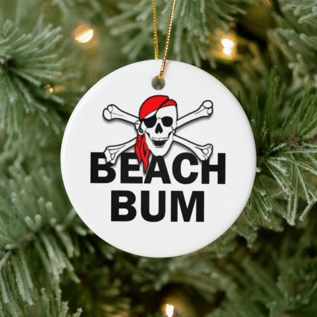 Personalisiert Beach Bum Skull und Crossbones Pira Keramikornament (Baum)