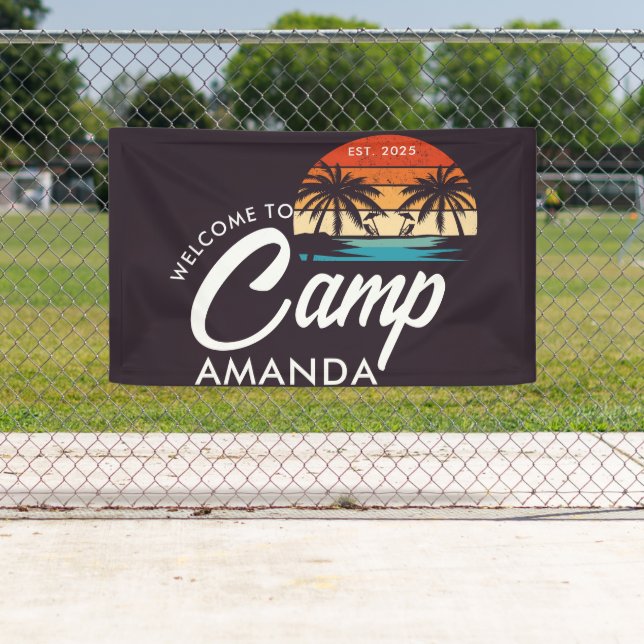 Personalisiert Beach Camp Junggeselinnen-Abschied  Banner (Insitu)
