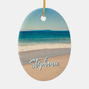 Personalisiert Beach Foto Blue Landschaftlich Keramik Ornament
