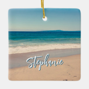 Personalisiert Beach Foto Blue Landschaftlich Keramikornament