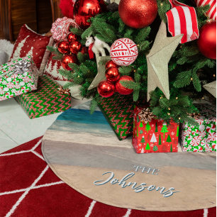 Personalisiert Beach Foto Blue Landschaftlich Polyester Weihnachtsbaumdecke