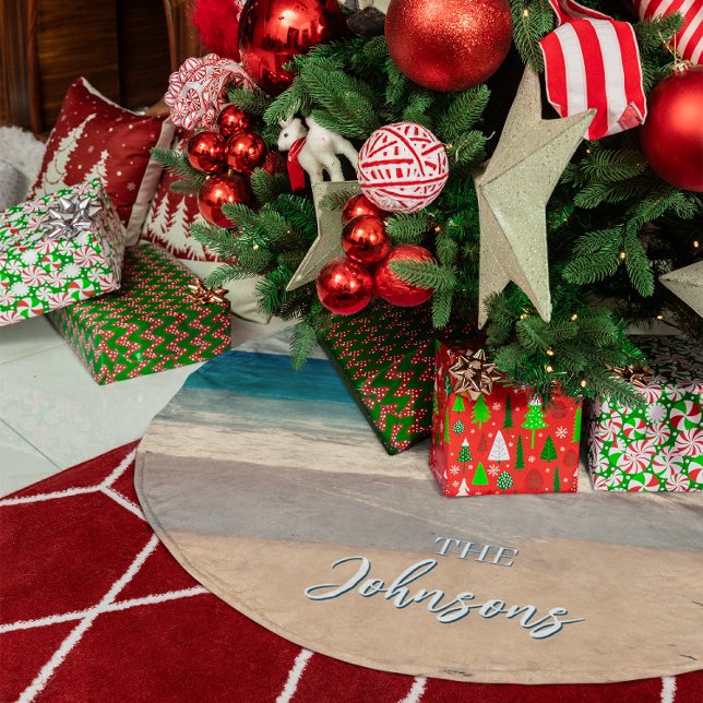 Personalisiert Beach Foto Blue Landschaftlich Polyester Weihnachtsbaumdecke (Personalized Beach Photo Ocean Blue Scenic Brushed Polyester Tree Skirt)