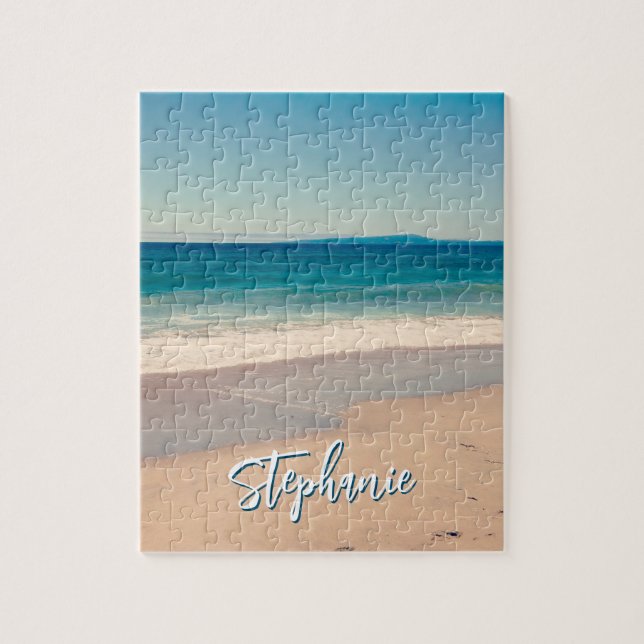 Personalisiert Beach Foto Blue Landschaftlich Puzzle (Vertikal)