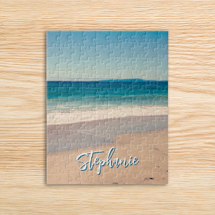 Personalisiert Beach Foto Blue Landschaftlich Puzzle