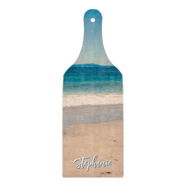 Personalisiert Beach Foto Blue Landschaftlich Schneidebrett (Vorderseite)
