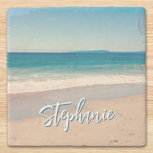 Personalisiert Beach Foto Blue Landschaftlich Steinuntersetzer