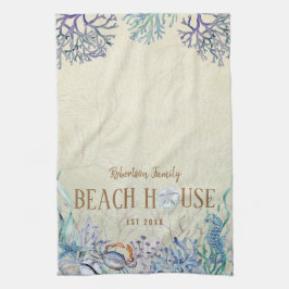 Personalisiert Beach House Coastal Coral Reef Geschirrtuch