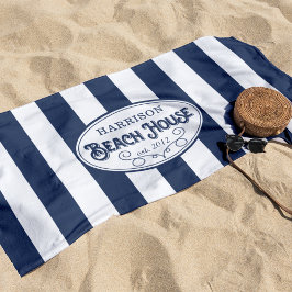Personalisiert Beach House Strip Strandtuch