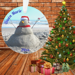 Personalisiert Beach Sand Santa "Snowman" Ornament