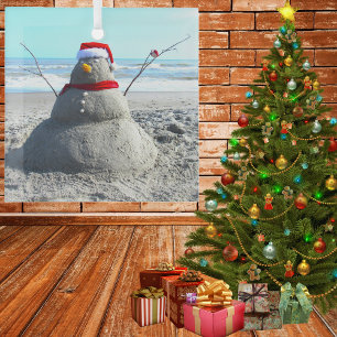 Personalisiert Beach Sand Santa "Snowman" Ornament Aus Glas