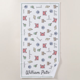 Personalisiert Beach Sandcastle Crab Muschel Pail Strandtuch