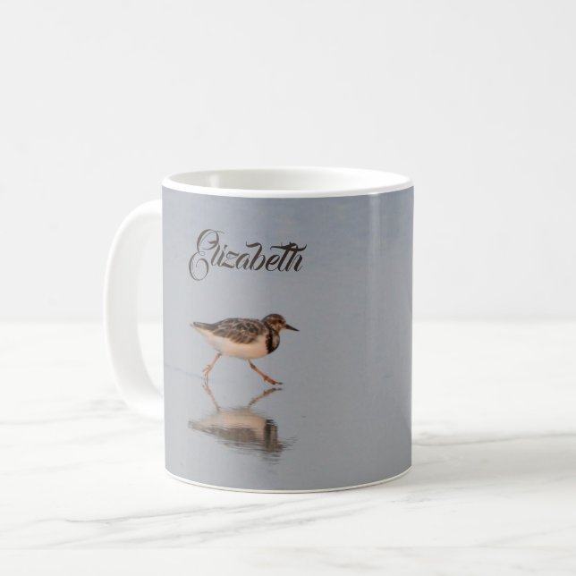 Personalisiert Beach Sandpiper Kaffeetasse (Vorderseite Links)