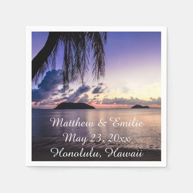 Personalisiert Beach Sunset Wedding Napkins Serviette (Vorderseite)