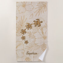 Personalisiert Beach Towel Name Sea Turtle Hawaii